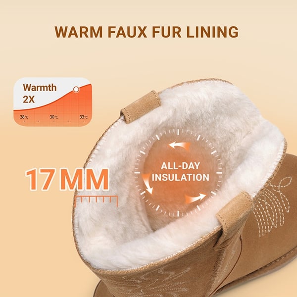 Women’s Suede Plush-Lined Snow Boots - CHESTNUT - 4