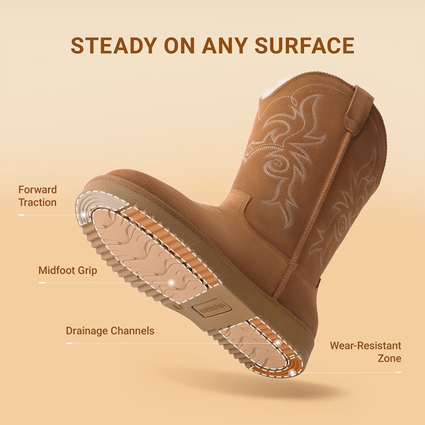 Women’s Suede Plush-Lined Snow Boots - CHESTNUT - 6