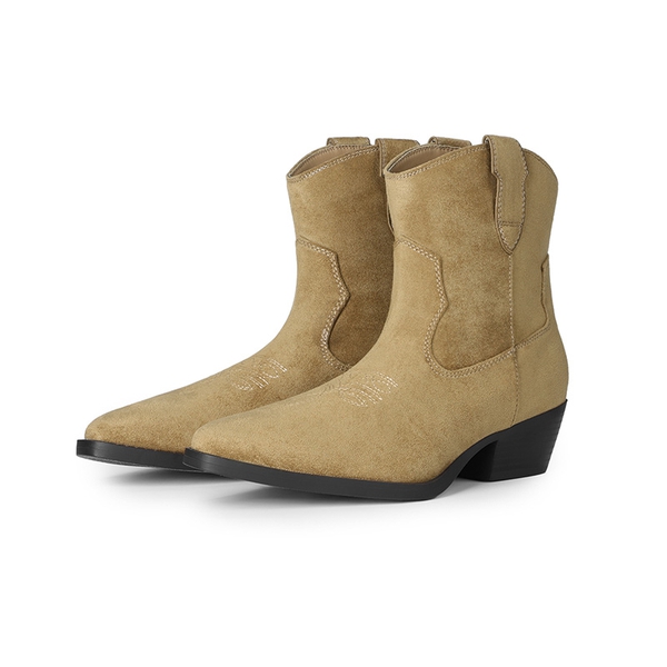 Women’s Narrow Square Toe Western Ankle Boots - TAN - 7