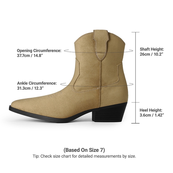 Women’s Narrow Square Toe Western Ankle Boots - TAN - 3