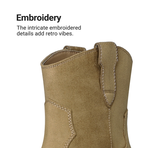 Women’s Narrow Square Toe Western Ankle Boots - TAN - 4