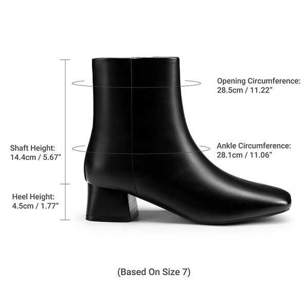 Women’s Square Toe Block Heel Ankle Boots - BLACK - 3
