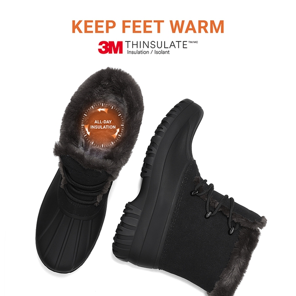 Women's Insulated Faux Fur Snow Boots - BLACK - 7