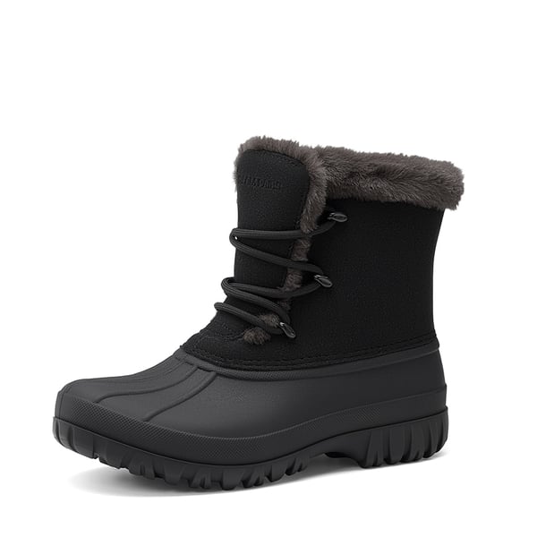 Women's Insulated Faux Fur Snow Boots - BLACK -  0