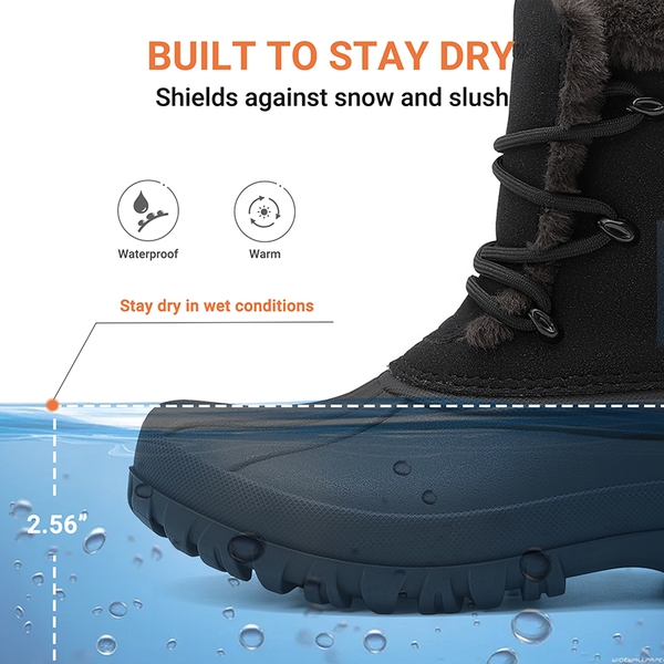 Women's Insulated Faux Fur Snow Boots - BLACK - 6