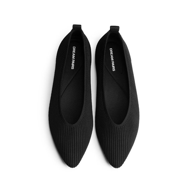 Ascenelle Women’s Wide Width Foldable Flats Knit Edition - BLACK - 6