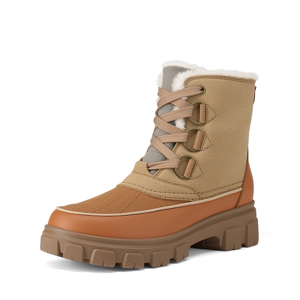 Women's Water-Resistant Winter Boots with Fleece Lining - TAN -  0