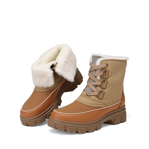 Women's Water-Resistant Winter Boots with Fleece Lining - TAN - 3