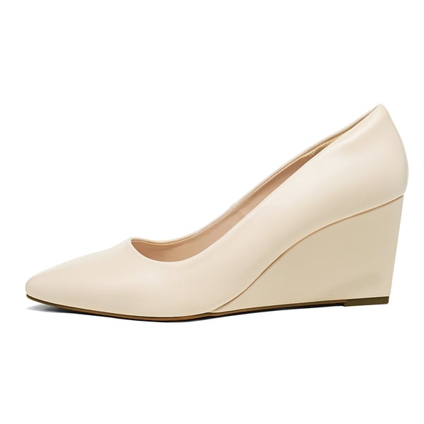 Pointed Toe Wedge Pump Shoes - NUDE - 1