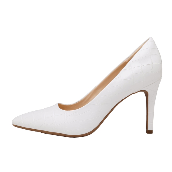 Belle Vie Pointed Toe Stiletto Pumps - WHITE STONE PATTERN - 3