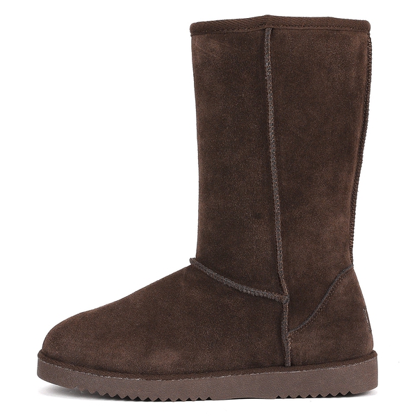 [FuzzyClassic High Boot] Suede Faux Fur Snow Boots - BROWN - 3