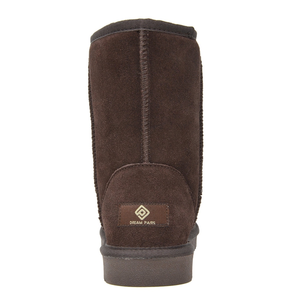 [FuzzyClassic Mid Boot] Suede Mid Calf Snow Boots - BROWN - 4