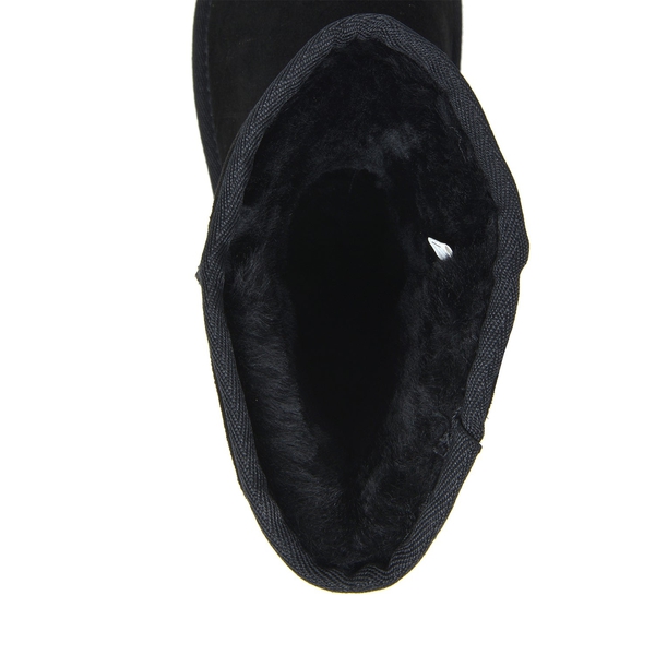 [FuzzyClassic Mid Boot] Suede Mid Calf Snow Boots - BLACK - 5
