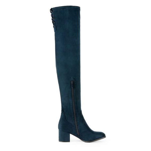 Laurence Chunky Heel Thigh High Boots - DARK BLUE - 2