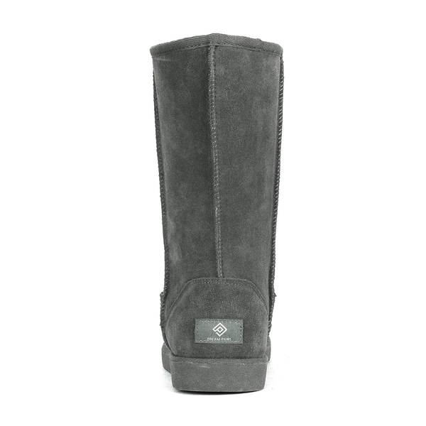 [FuzzyClassic High Boot] Suede Faux Fur Snow Boots - GREY - 4