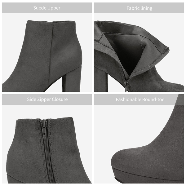 Lace Up High Heel Ankle Boots - GREY - 5