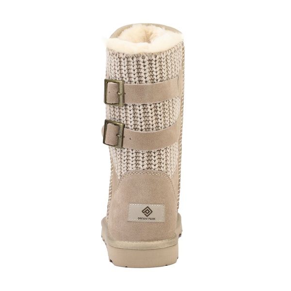[FuzzyChic Buckle] Fur Lined Winter Boots - SAND - 4