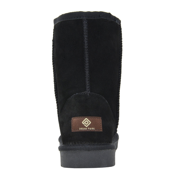 [FuzzyClassic Mid Boot] Suede Mid Calf Snow Boots - BLACK - 4
