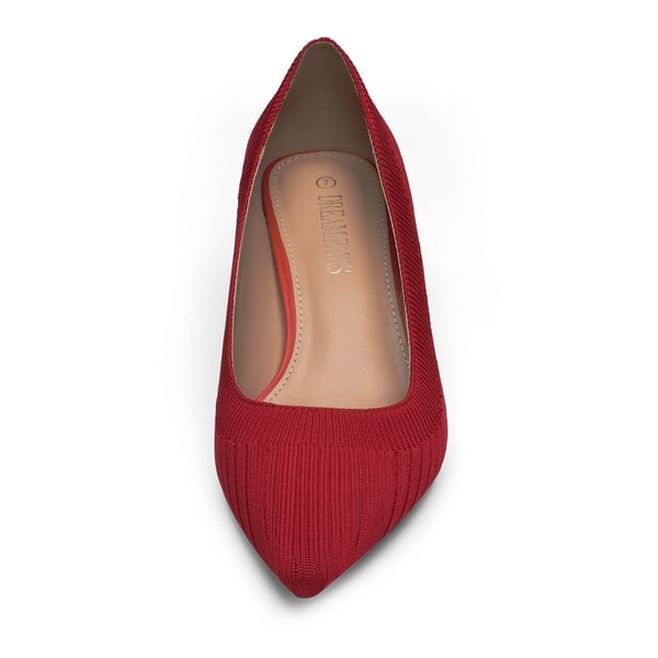 Pointed Toe Knitted Kitten Heel Pumps - RED KNITTING - 2