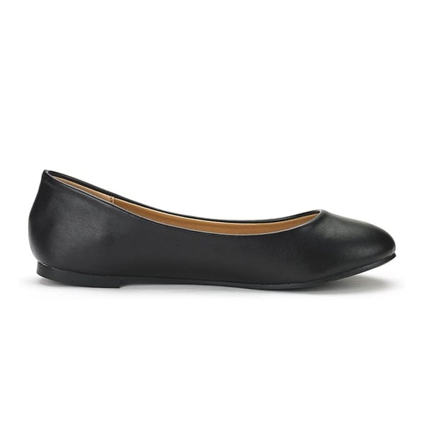 Comfortable Ballerina Walking Flats - BLACK PU - 1