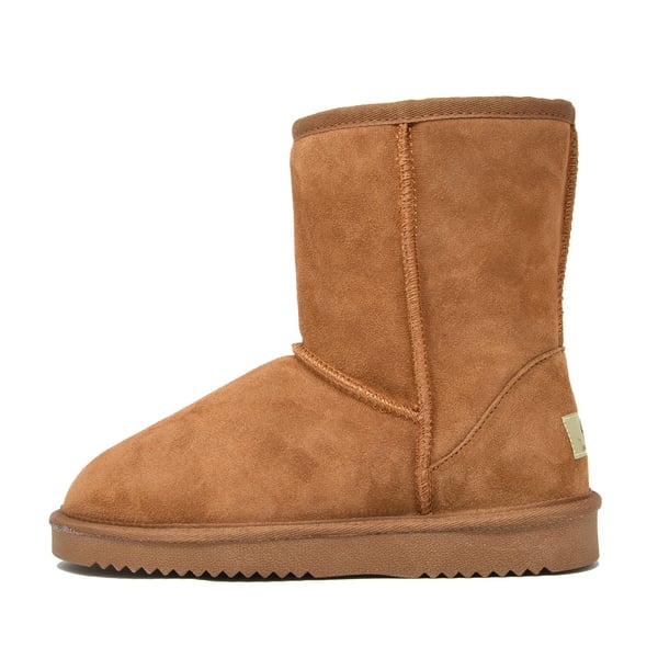 [FuzzyClassic Mid Boot] Suede Mid Calf Snow Boots - CHESNUT - 3
