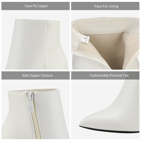 Sianna Chunky High Heel Ankle Booties - WHITE PU - 5