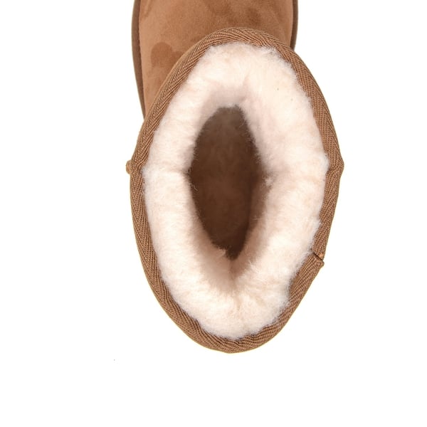 [FuzzyClassic Mid Boot] Suede Mid Calf Snow Boots - CHESNUT - 5