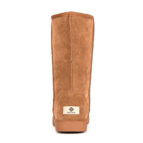 [FuzzyClassic High Boot] Suede Faux Fur Snow Boots - CHESNUT - 4