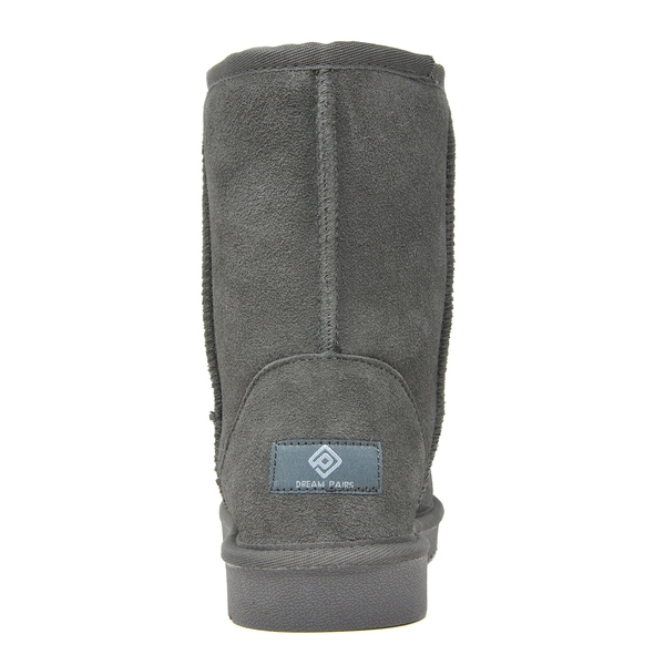 [FuzzyClassic Mid Boot] Suede Mid Calf Snow Boots - GREY - 4