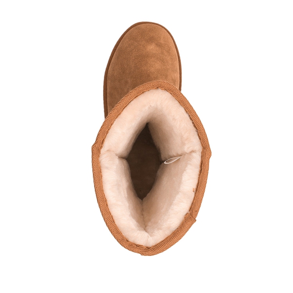 [FuzzyClassic High Boot] Suede Faux Fur Snow Boots - CHESNUT - 5