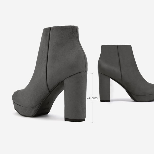 Lace Up High Heel Ankle Boots - GREY - 3