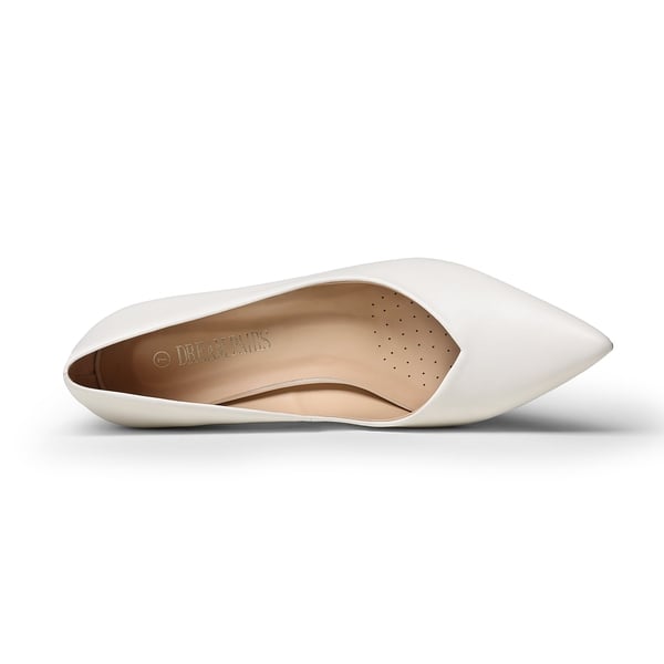 Pointed Toe Chunky High Heel Pumps - WHITE PU - 2