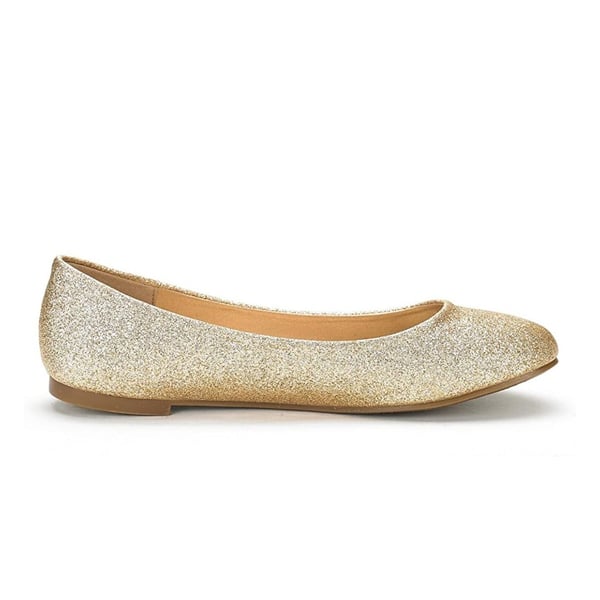 Comfortable Ballerina Walking Flats - GOLD GLITTER - 1