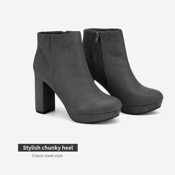 Lace Up High Heel Ankle Boots - GREY - 4