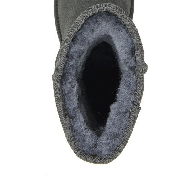[FuzzyClassic Mid Boot] Suede Mid Calf Snow Boots - GREY - 5