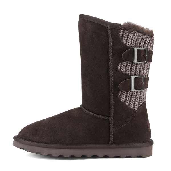 [FuzzyChic Buckle] Fur Lined Winter Boots - BROWN - 3