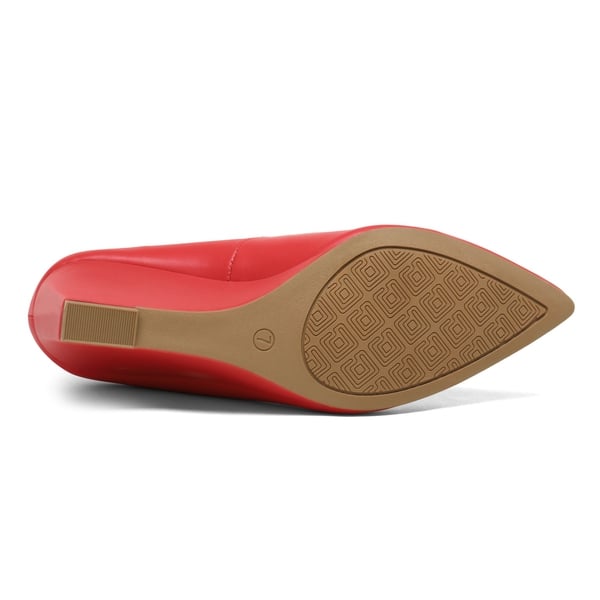 Pointed Toe Wedge Pump Shoes - RED - 4