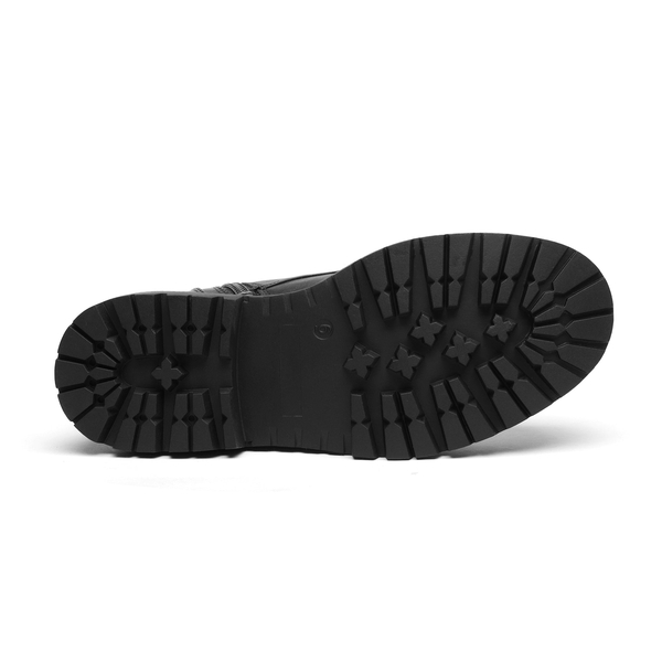 Flat Lace Up Ankle Combat Boots - BLACK - 5