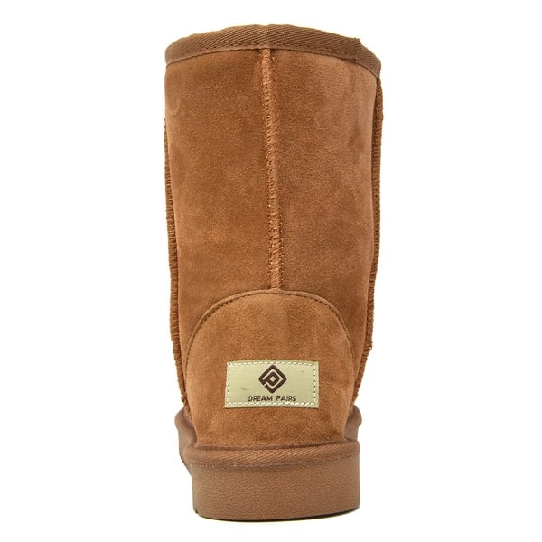 [FuzzyClassic Mid Boot] Suede Mid Calf Snow Boots - CHESNUT - 4