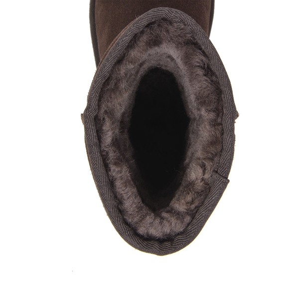 [FuzzyClassic Mid Boot] Suede Mid Calf Snow Boots - BROWN - 5