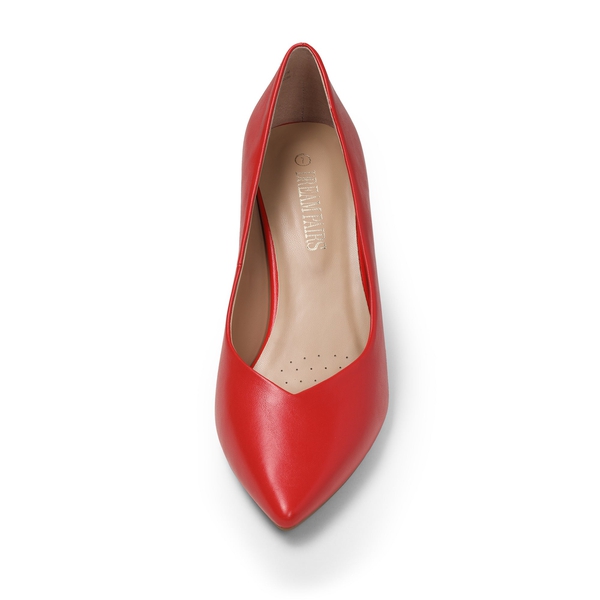 Pointed Toe Chunky High Heel Pumps - RED PU - 3