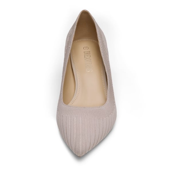 Pointed Toe Knitted Kitten Heel Pumps - NUDE-PINK KNITTING - 2
