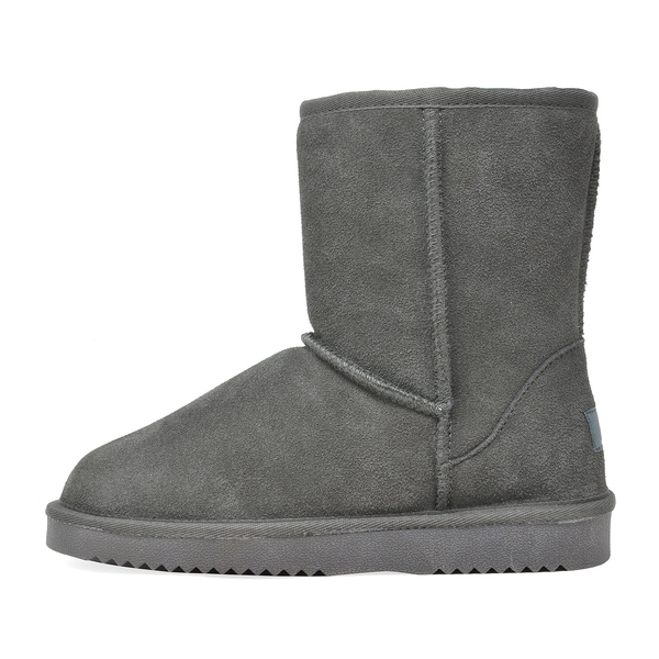 [FuzzyClassic Mid Boot] Suede Mid Calf Snow Boots - GREY - 3