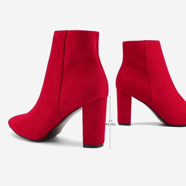 Sianna Chunky High Heel Ankle Booties - RED - 3