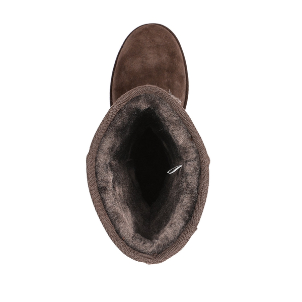 [FuzzyClassic High Boot] Suede Faux Fur Snow Boots - BROWN - 5