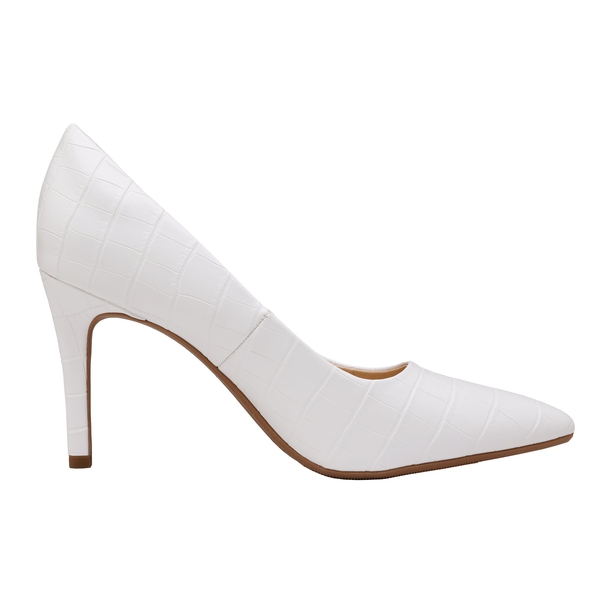 Belle Vie Pointed Toe Stiletto Pumps - WHITE STONE PATTERN - 1