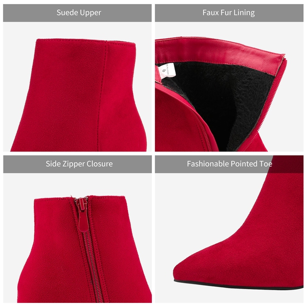Sianna Chunky High Heel Ankle Booties - RED - 5