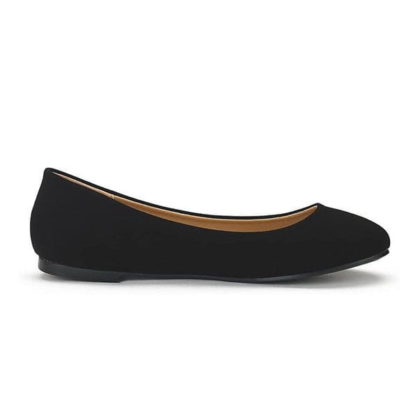 Comfortable Ballerina Walking Flats - BLACK NUBUCK - 1
