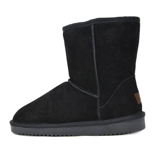 [FuzzyClassic Mid Boot] Suede Mid Calf Snow Boots - BLACK - 3