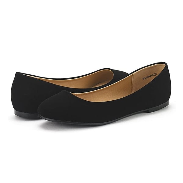 Comfortable Ballerina Walking Flats - BLACK NUBUCK - 3